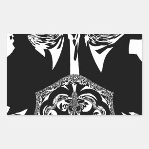 African Black and White Art Print Rectangular Sticker