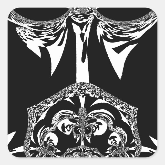 African Black and White Art Print Square Sticker (Front)