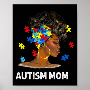 African Black Autism Mum Afro Mother Autism Awaren Poster