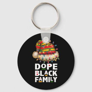 African Black Family Afro Team Santa Matching Chri Key Ring