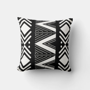African Black Mud Cloth Inspired Throw Pillow