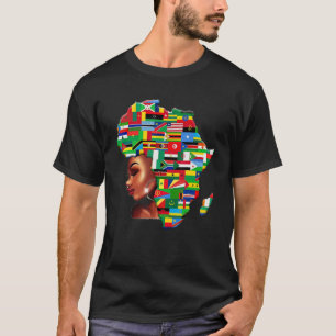 African Black Queen Countries Of Africa Map Flag B T-Shirt