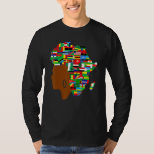 African Black Queen Map Of Africa Black History Wo T-Shirt