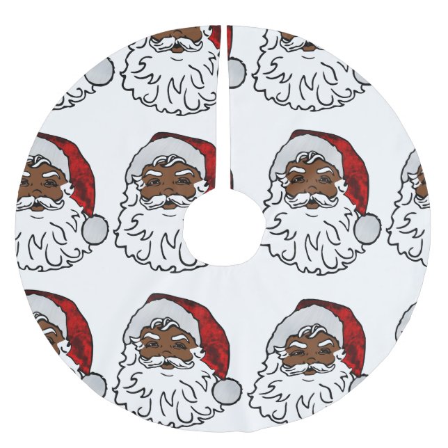 african black santa christmas brushed polyester tree skirt (Front)