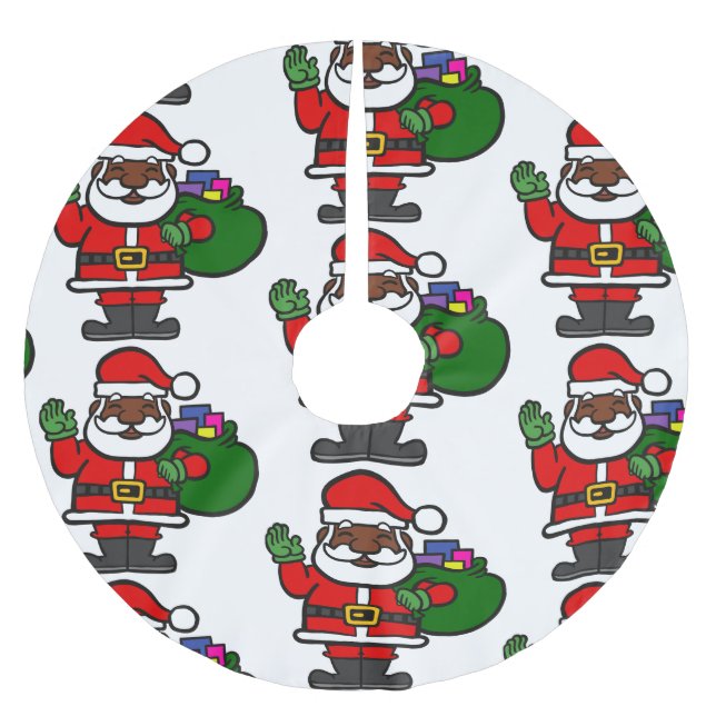 african black santa claus xmas brushed polyester tree skirt (Front)
