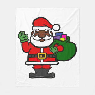 african black santa claus xmas fleece blanket