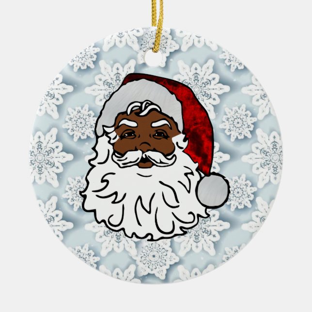 african black santa snowflakes ceramic tree decoration (Front)