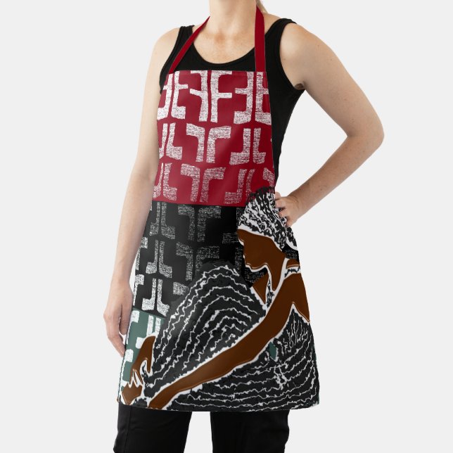 African Black Woman with Heritage Head Wrap  Apron (Insitu)