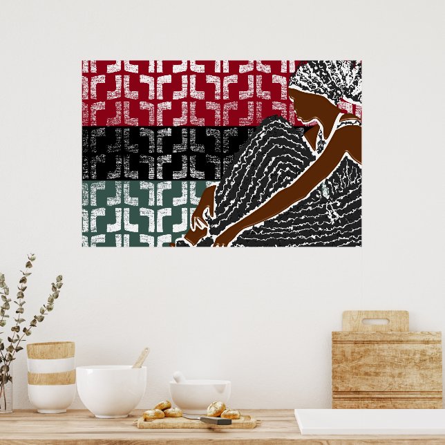 African Black Woman with Heritage Head Wrap  Poster (Kitchen)