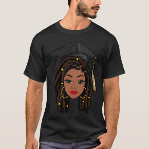 African Black Women Girl Locs Graduation College H T-Shirt