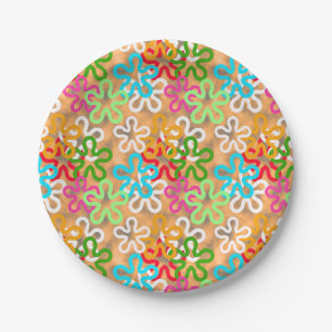 African Blob Shapes Pattern Paper Plate