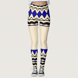 African Blue Geometric Leggings