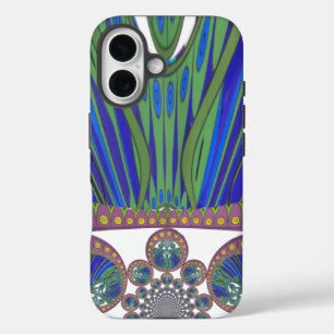 African Blue Purple Decorative Art Design Print iPhone 16 Case