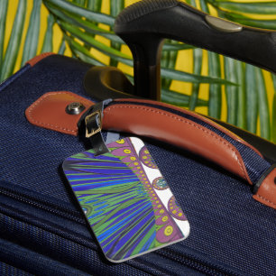 African Blue Purple Decorative Art Design Print Luggage Tag