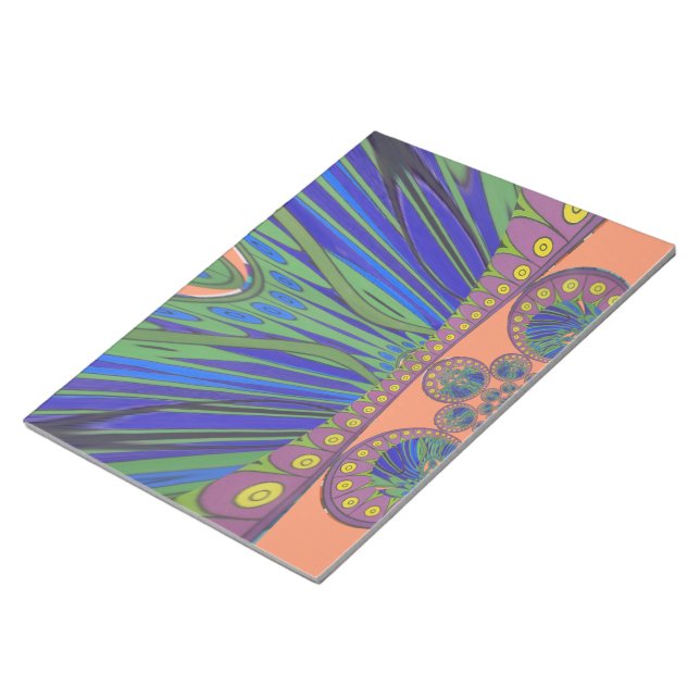 African Blue Purple Decorative Art Design Print Notepad (Angled)