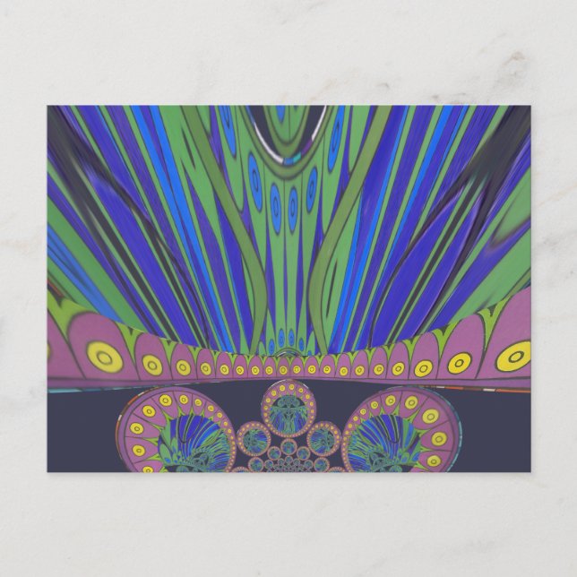 African Blue Purple Decorative Art Design Print Postcard (Front)