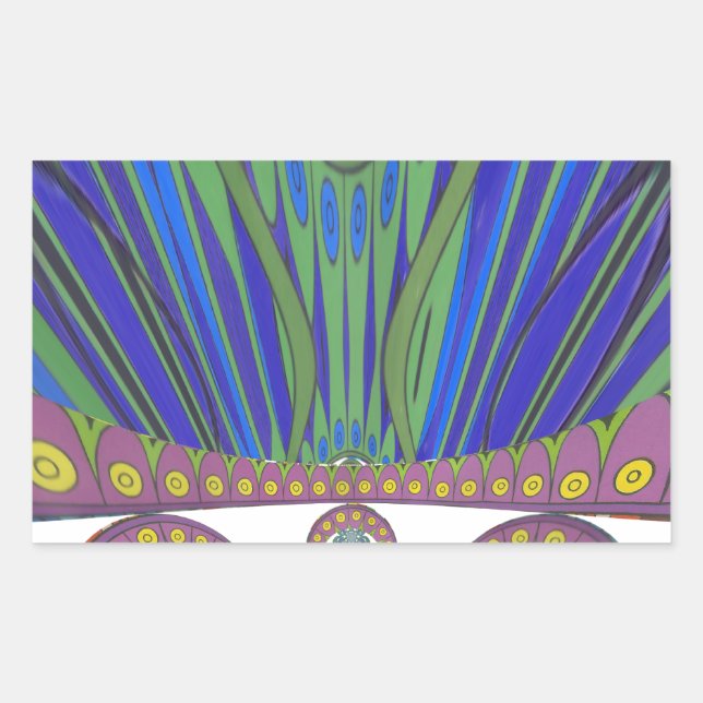 African Blue Purple Decorative Art Design Print Rectangular Sticker (Front)