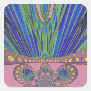African Blue Purple Decorative Art Design Print Square Sticker