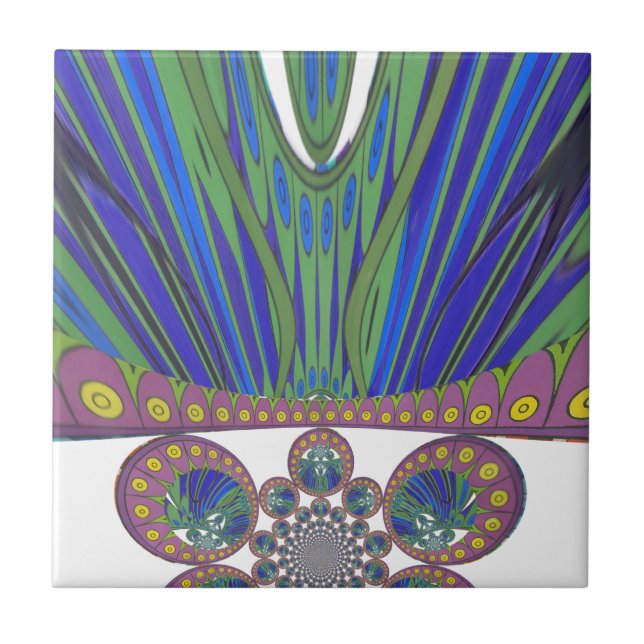 African Blue Purple Decorative Art Design Print Tile (Front)