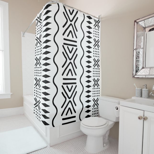 African Bogolan Shower Curtain Design (In Situ)