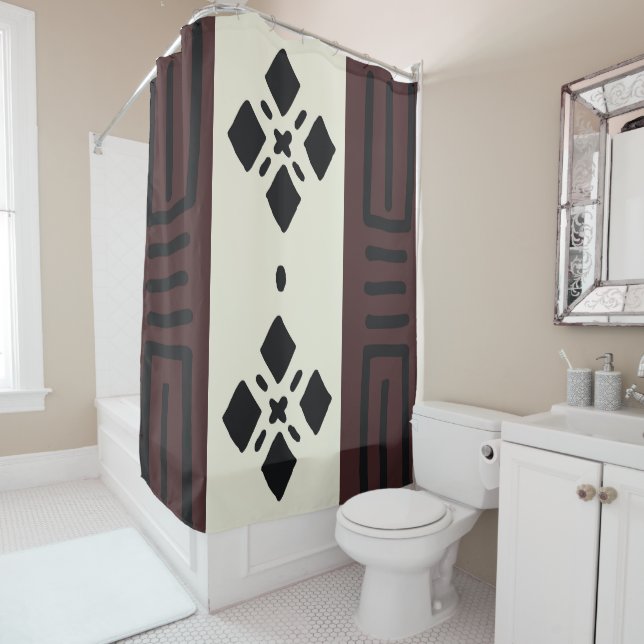 African Bogolan Shower Curtain Design (In Situ)