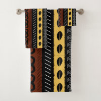 African Bogolan Style Mud Cloth Inspired Towel Set