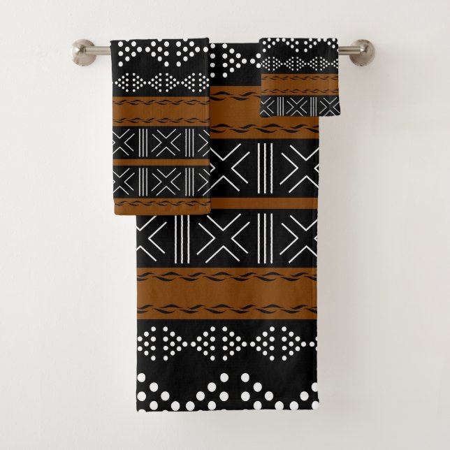 African Bogolan Style Mud Cloth Inspired Towel Set (Insitu)