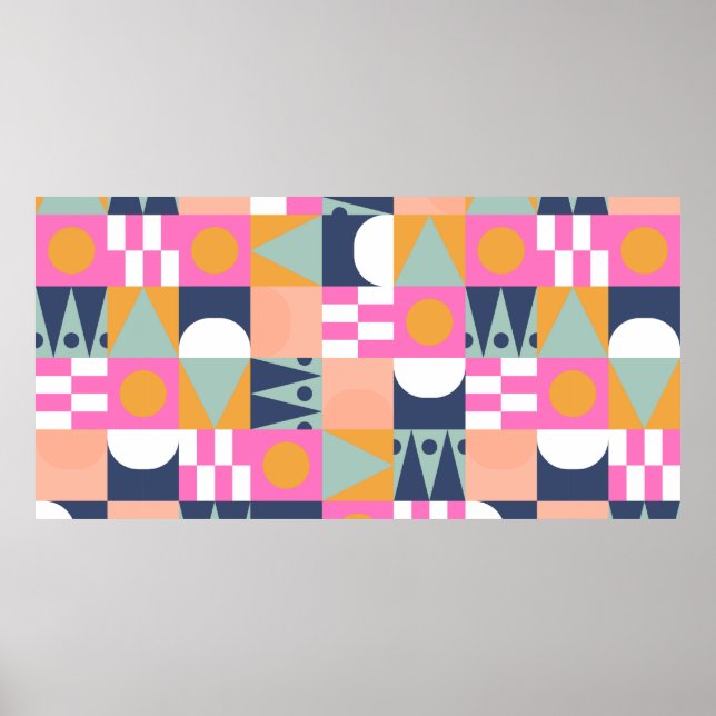 African bright color block seamless pattern. Geome Poster (Front)