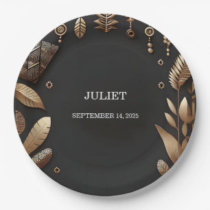 African Brown Traditional Nigeria Bridal Shower Paper Plate
