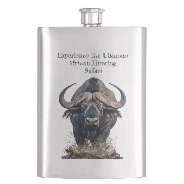 African buffalo hip flask (Front)