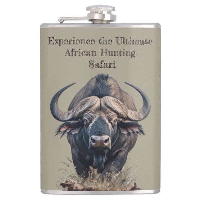 African buffalo hip flask (Front)