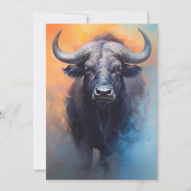 African Buffalo Safari Portrait Holiday Card (Front)