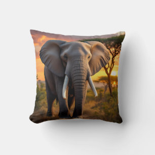 African Bull Elephant Pillow