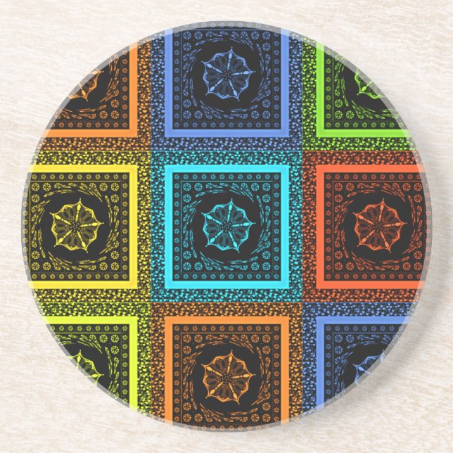 African Checkered Pattern Art Print Coaster (Front)