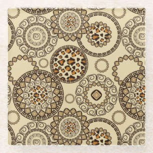 African cheetah skin pattern 3 glass coaster
