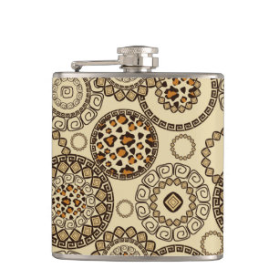 African cheetah skin pattern 3 hip flask