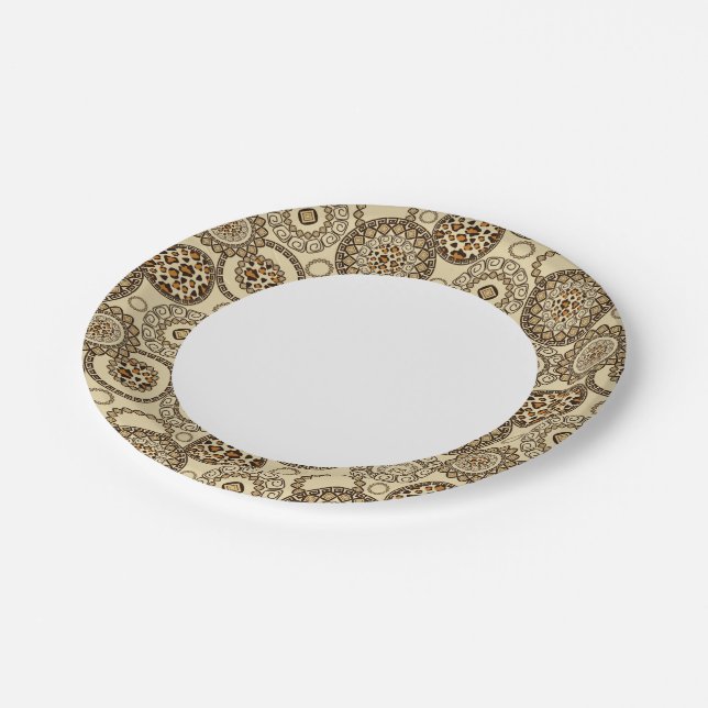 African cheetah skin pattern 3 paper plate (Angled)