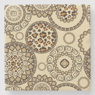 African cheetah skin pattern 3 stone coaster