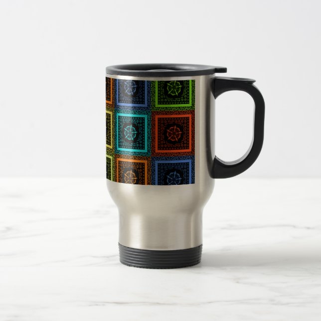 African Chequered Pattern Art Print Travel Mug (Right)