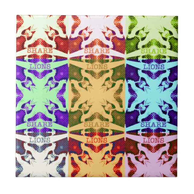 African Chequered Pop art Culture colourful patter Tile (Front)