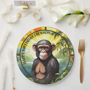 African Chimpanzee Birthday Paper Plate