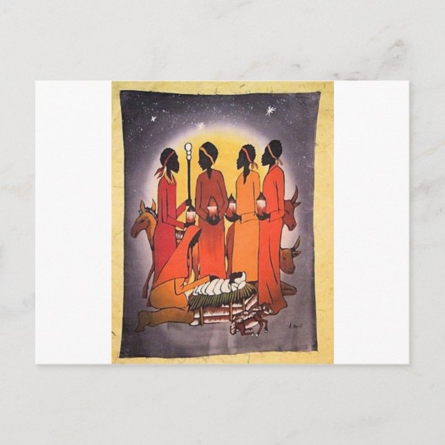 African Christmas Nativity Scene Holiday Postcard (Front)