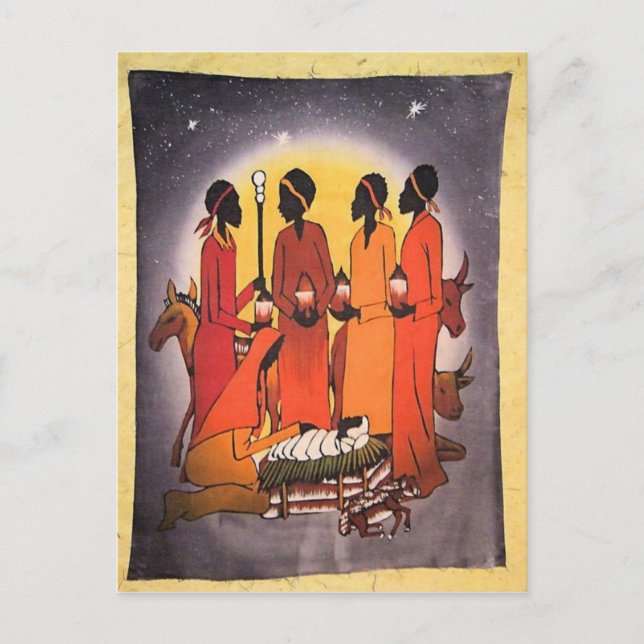 African Christmas Nativity Scene Holiday Postcard (Front)