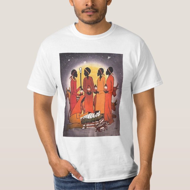 African Christmas Nativity Scene T-Shirt (Front)