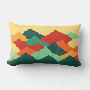 African Colorful Mountains Abstract Nature Art Lumbar Cushion