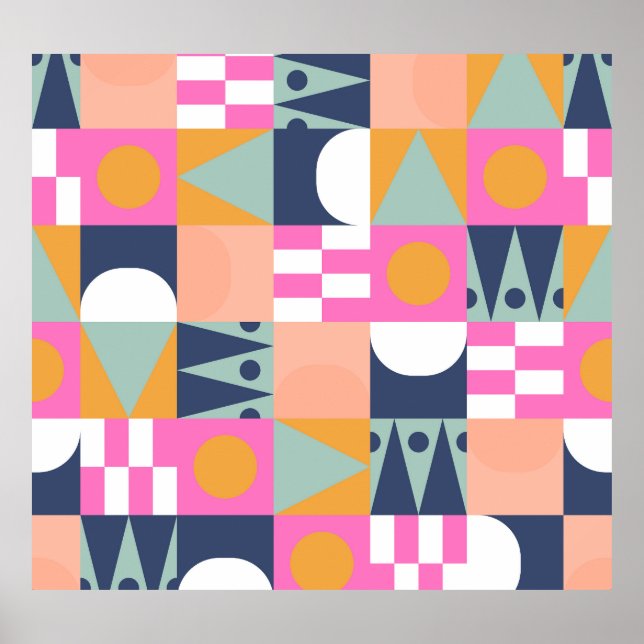 African colour block, geometric pattern. poster (Front)