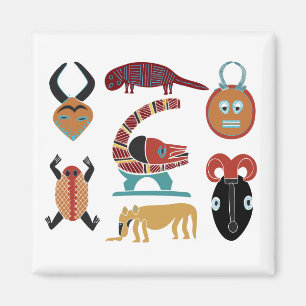 African colourful abstract animals and face art magnet