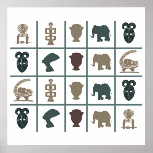 african colourful symbols pattern poster