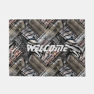 African, combined, leather, tiger, Jaguar, spotted Doormat