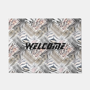 African, combined, leather, tiger, Jaguar, spotted Doormat